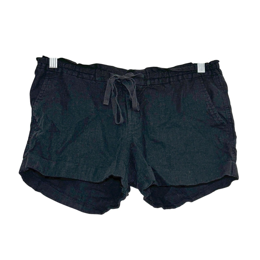 Old Navy Womens Black Linen Blend‎ Drawstring Shorts Cuffed Size 6 Casual Summer